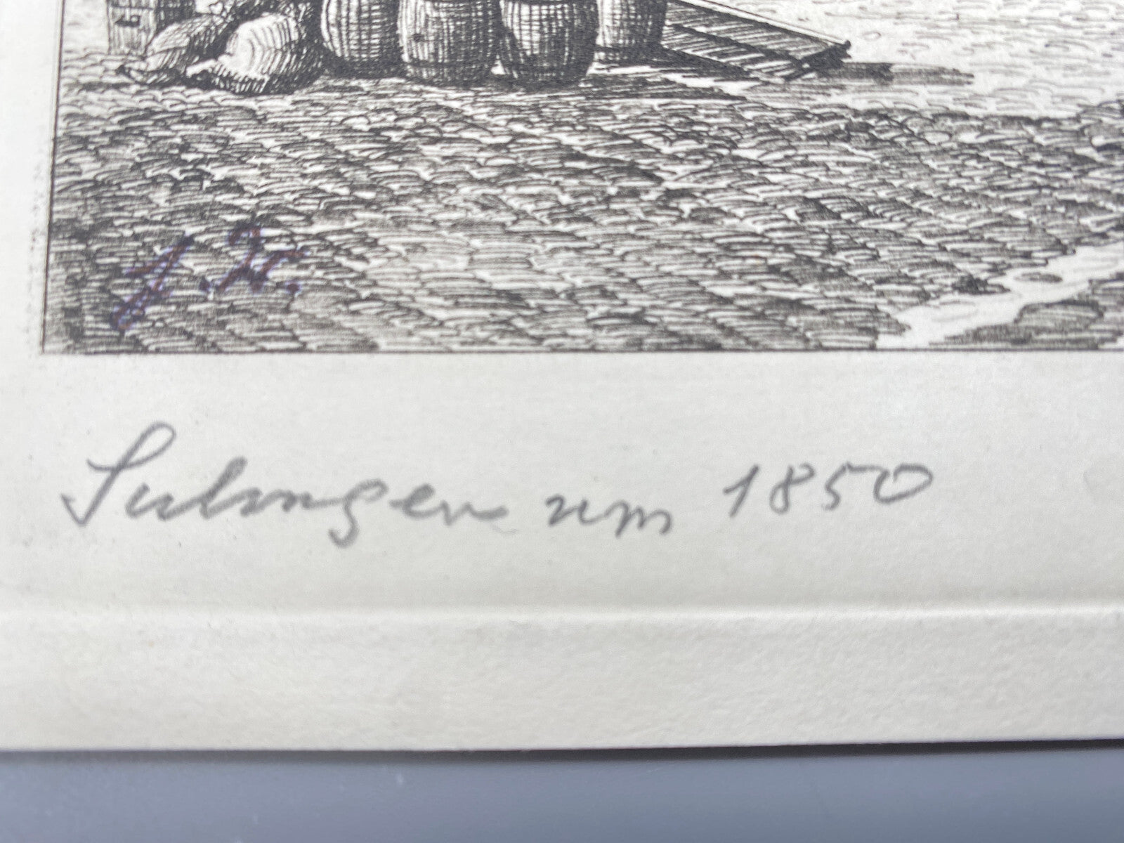 HEINZ WEHLISCH RADIERUNG MARKTPLATZ LENNEP REMSCHEID 1850 HANDSIGNIERT