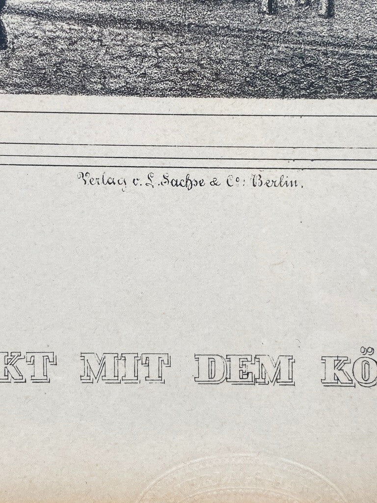 * ORIGINAL LITHOGRAFIE 1840 GENDARMENMARKT DOM SCHAUSPIELHAUS BERLIN ANTIK