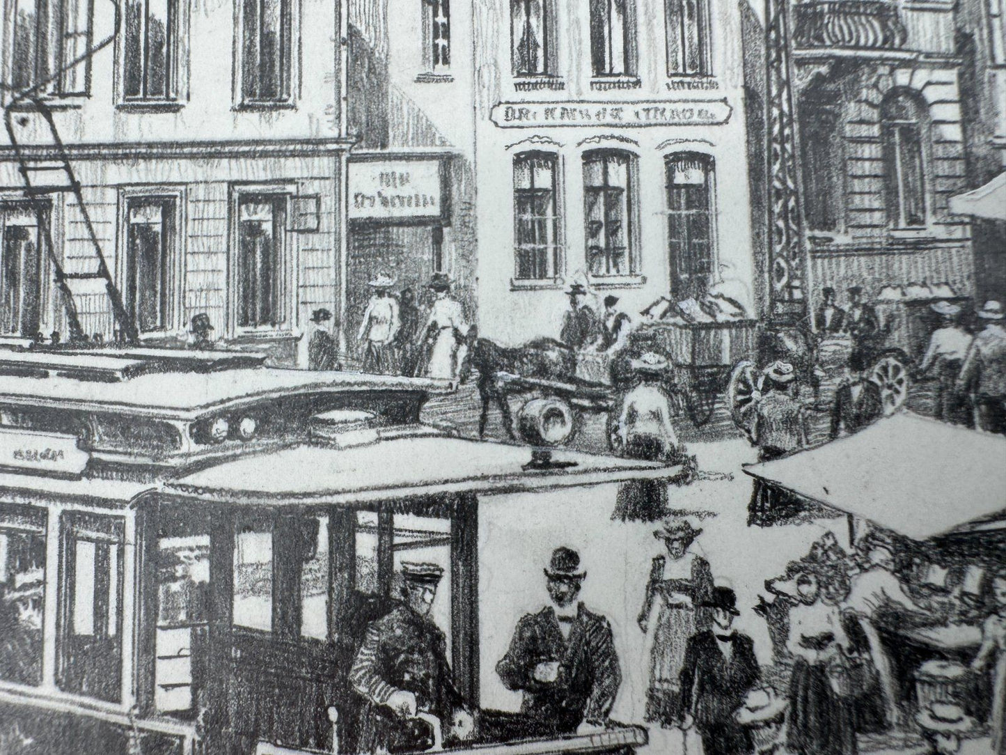 * HEINZ WEHLISCH ZEICHNUNG SCHLESWIG KORNMARKT ANSICHT SIGNIERT