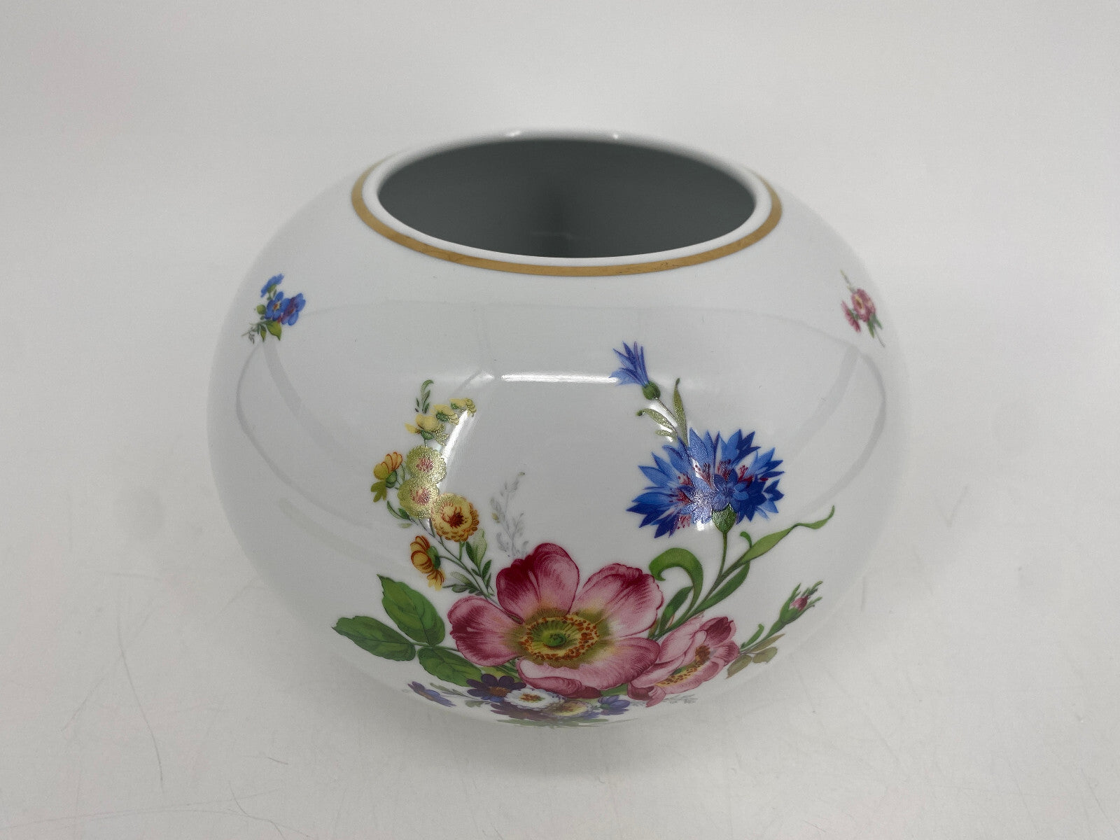 * ANNABURG PORZELLAN BLUME VASE STREUBLUMEN BLUMENSTRAUß BEMALT GODRAND