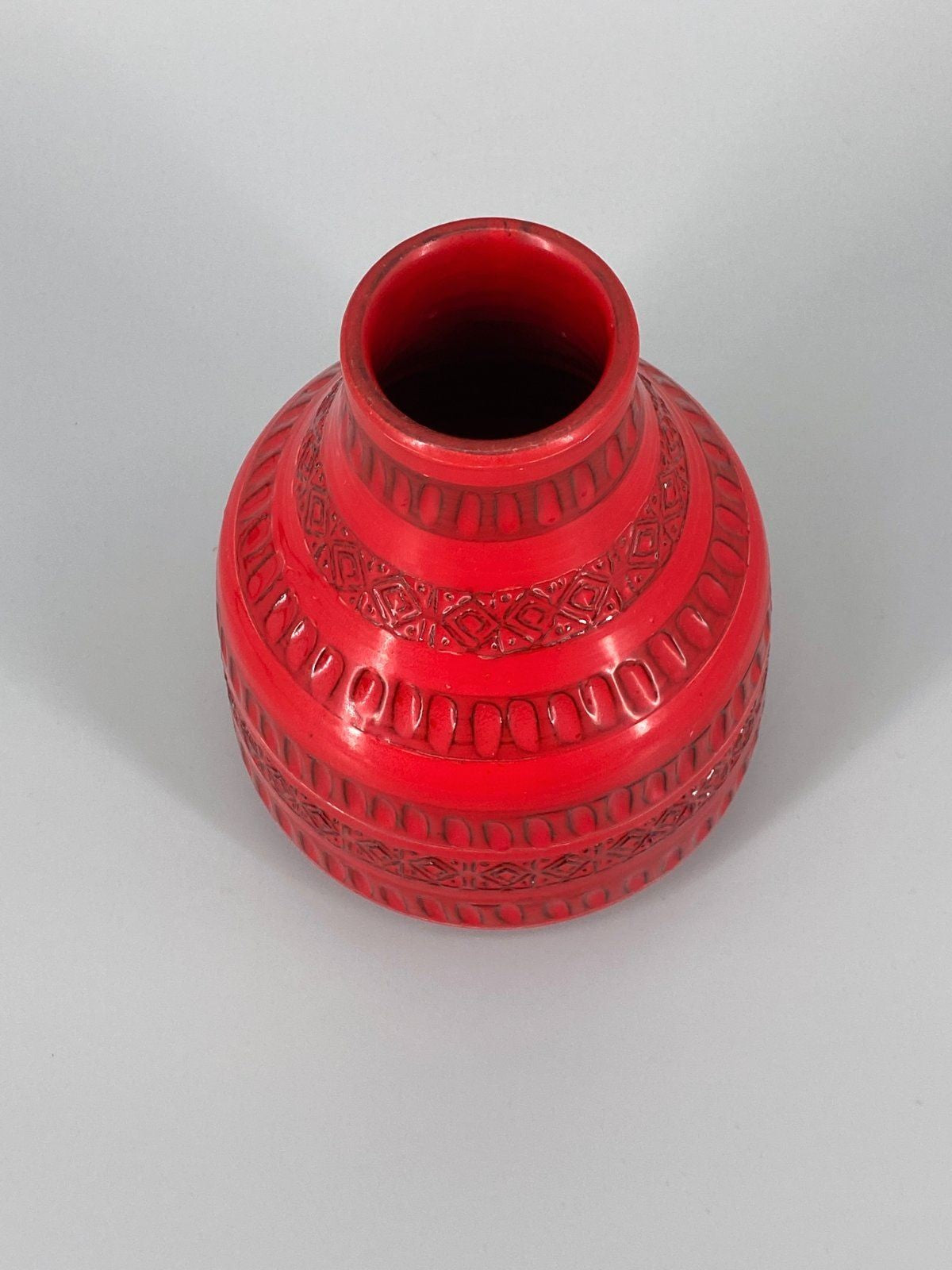 * VASE ITALY POTTERY BITOSSI LONDI ROT GEOMETRIE VINTAGE 60er
