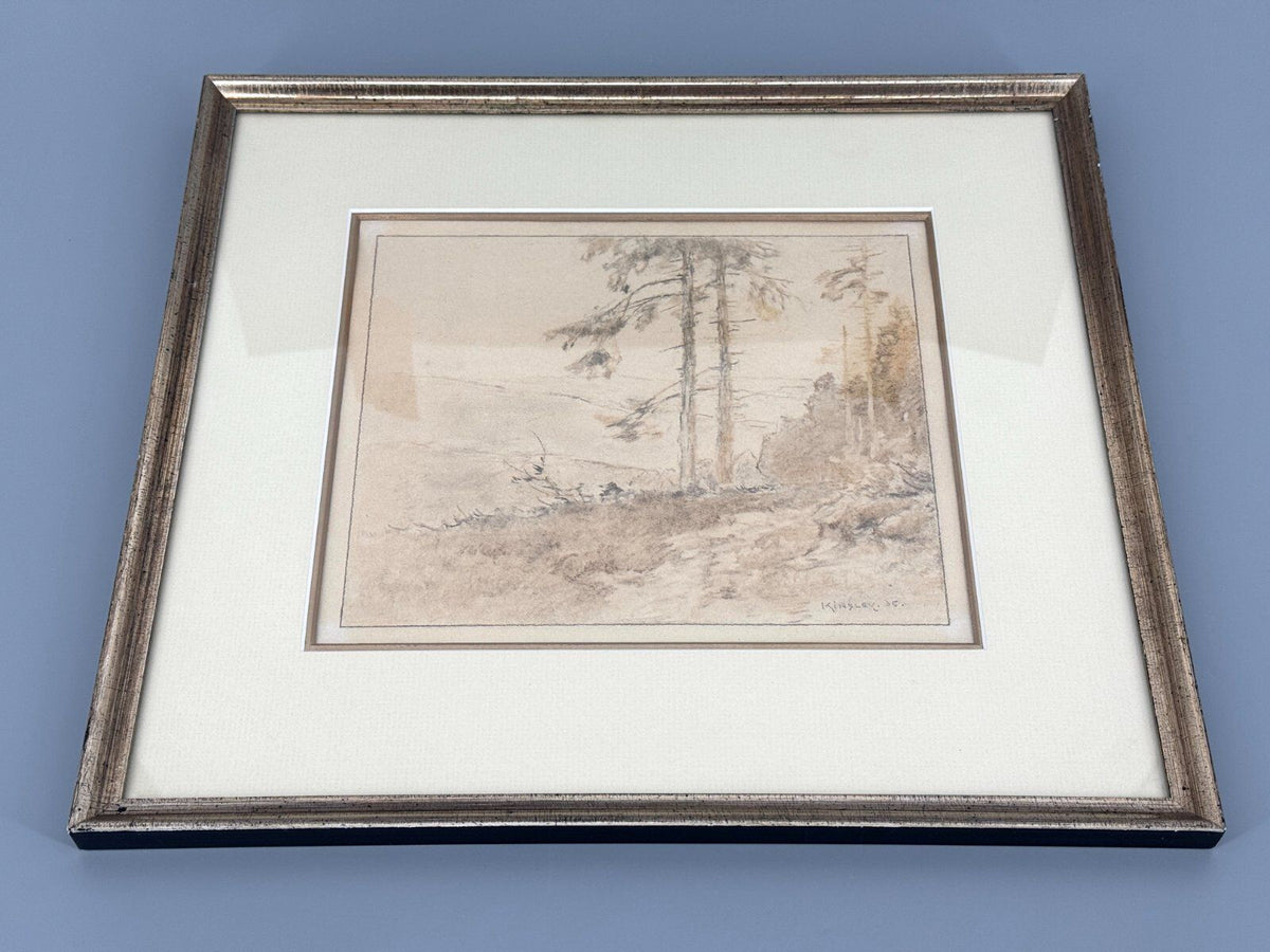 *ZEICHNUNG NELSON KINSLEY WALDLANDSCHAFT 1935 SIGNIERT GRAFIK