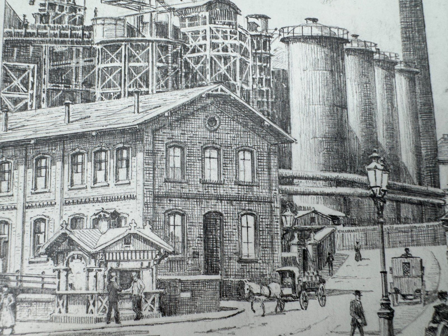 * HEINZ WEHLISCH ZEICHNUNG NEUNKIRCHEN EISENWERK ANSICHT SIGNIERT