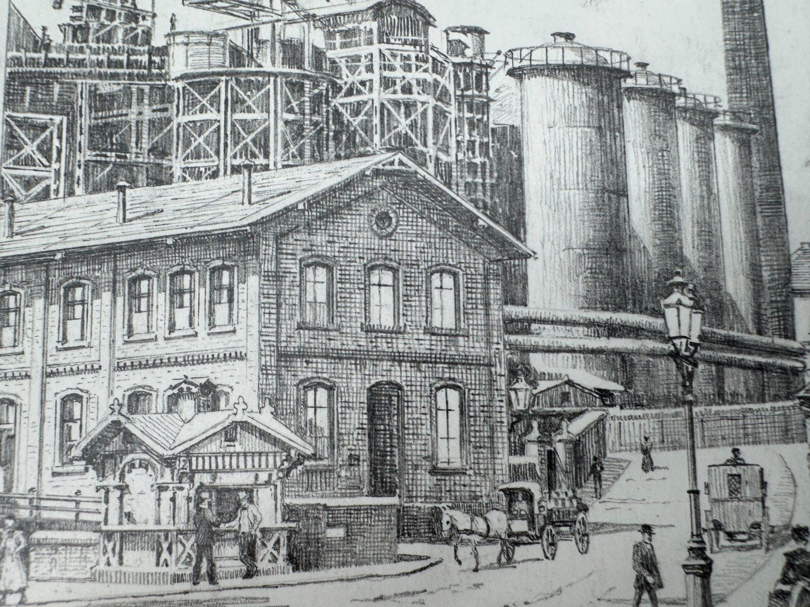 * HEINZ WEHLISCH ZEICHNUNG NEUNKIRCHEN EISENWERK ANSICHT SIGNIERT