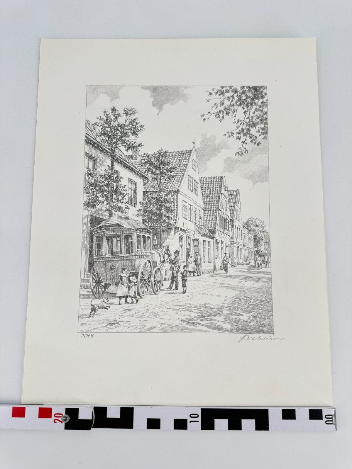 * HEINZ WEHLISCH ZEICHNUNG JORK POSTKUTSCHE UM 1850 SIGNIERT