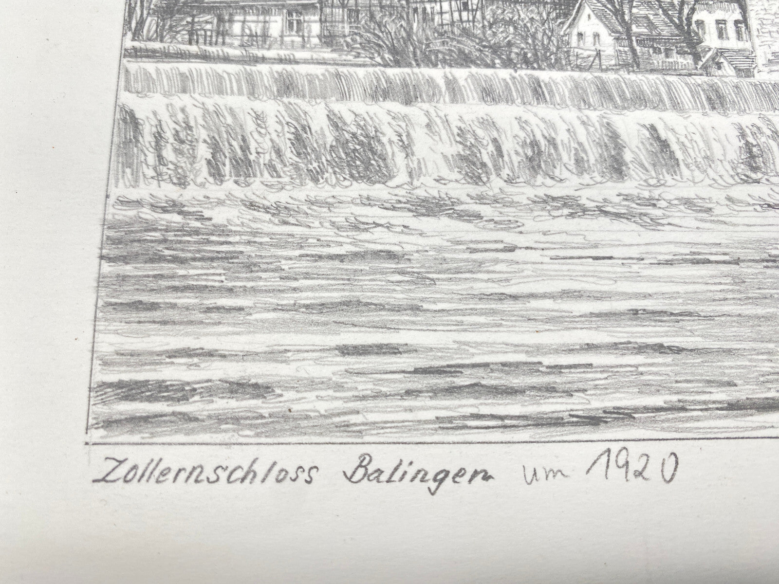DEUTSCHER KÜNSTLER HEINZ WEHLISCH ZEICHNUNG ZOLLERNSCHLOSS BALINGEN UM 1920