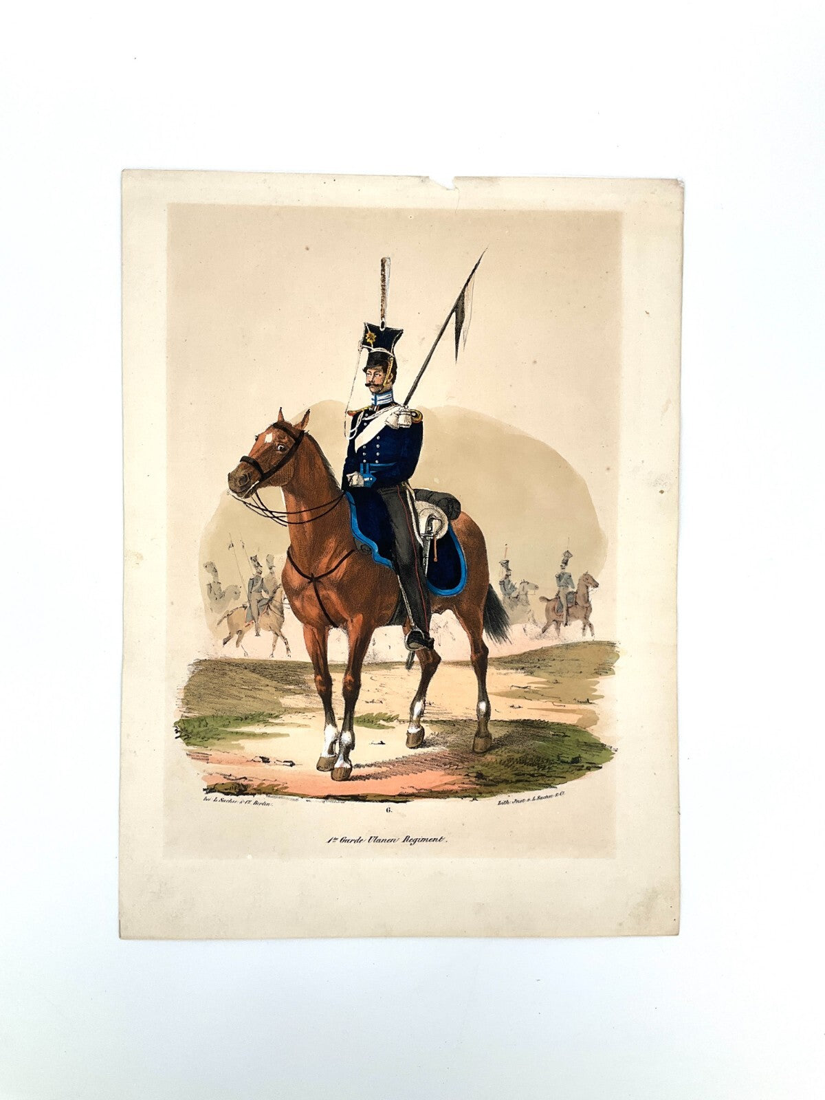 *LITHOGRAFIE L. SACHSE PREUßISCHE ARMEE ULANEN REGIMENT DRAGONER 1830 BERLIN