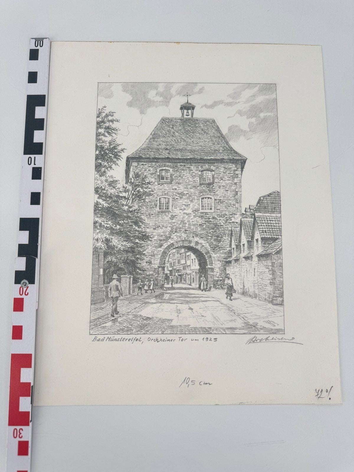* HEINZ WEHLISCH ZEICHNUNG BAD MÜNSTEREIFEL ORCHHEIMER TOR ANSICH
