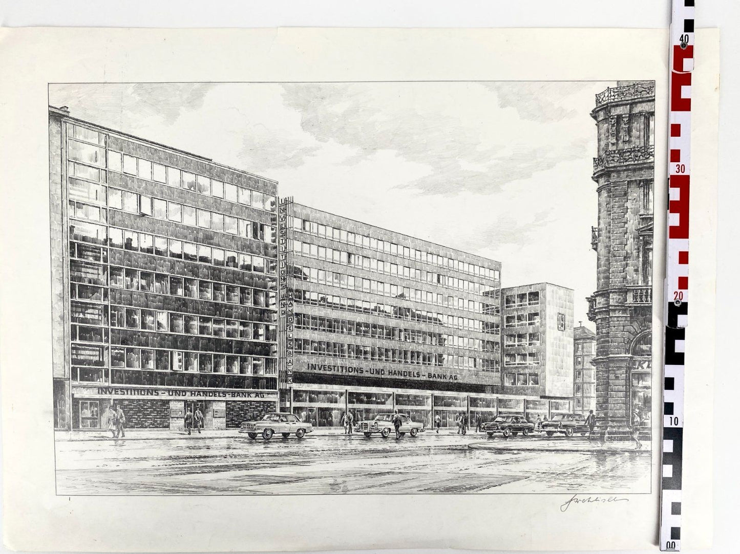 * ZEICHNUNG WEHLISCH BANK FRANKFURT MAIN WIRTSCHAFTSWUNDER