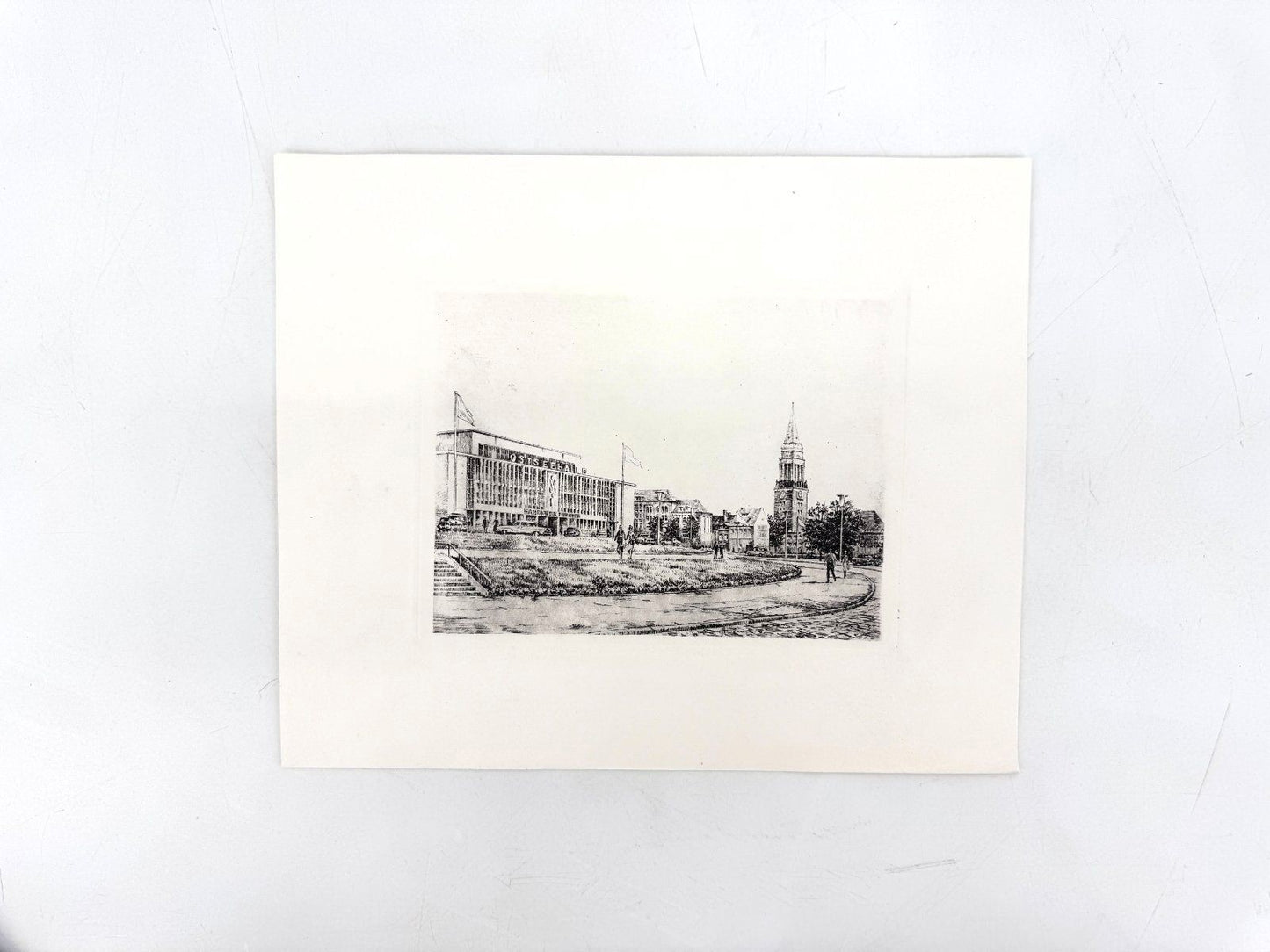* GRAFIK DRUCKGRAFIK KIEL OSTSEEHALLE RATHAUSTURM 60ER WEHLISCH