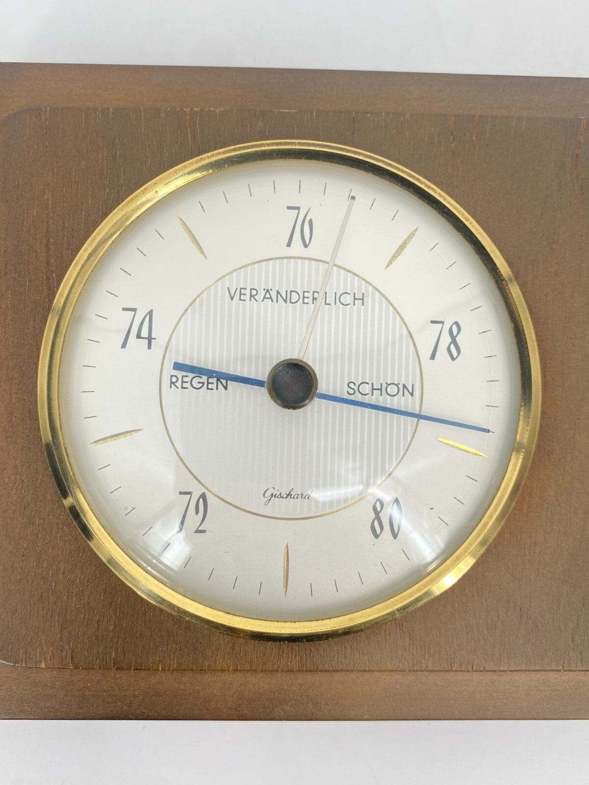 * WETTERSTATION 3827 GISCHARD BAROMETER THERMOMETER HOLZ VINTAGE