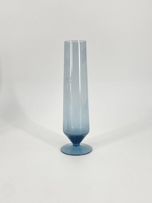 * VASE GLAS FERNSEHTURM BERLIN 1970ER BLAU RAUCH GLAS VINTAGE