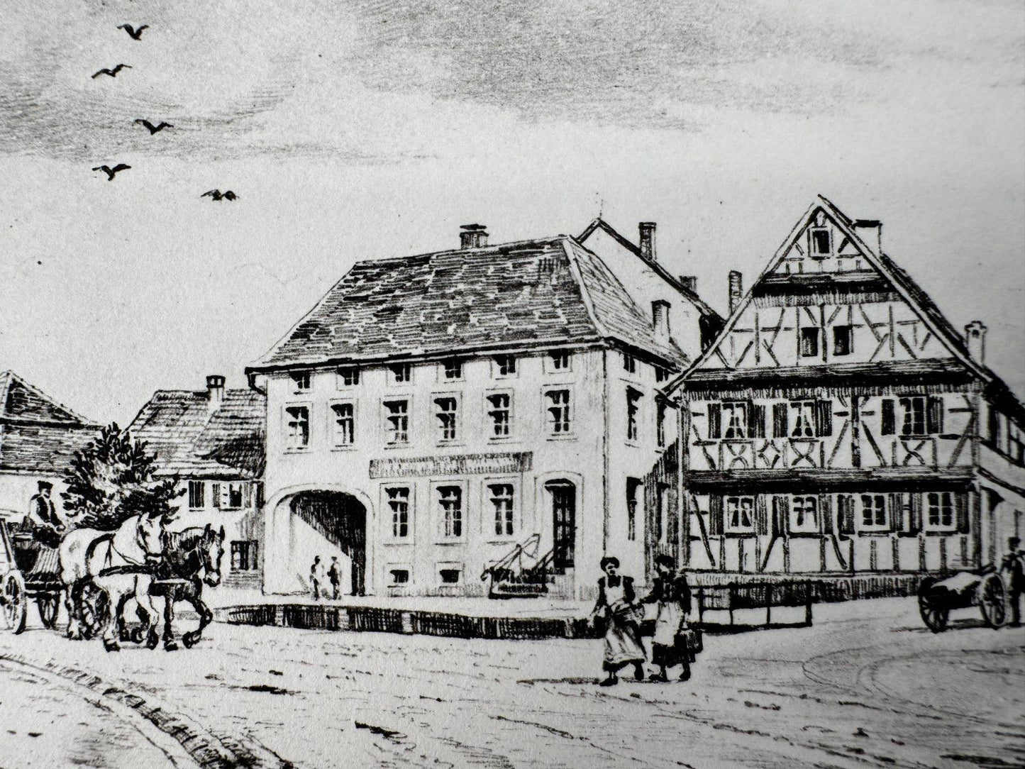 * HEINZ WEHLISCH ORIGINAL RADIERUNG OFFERSWEIER UM 1905 ANSICHT