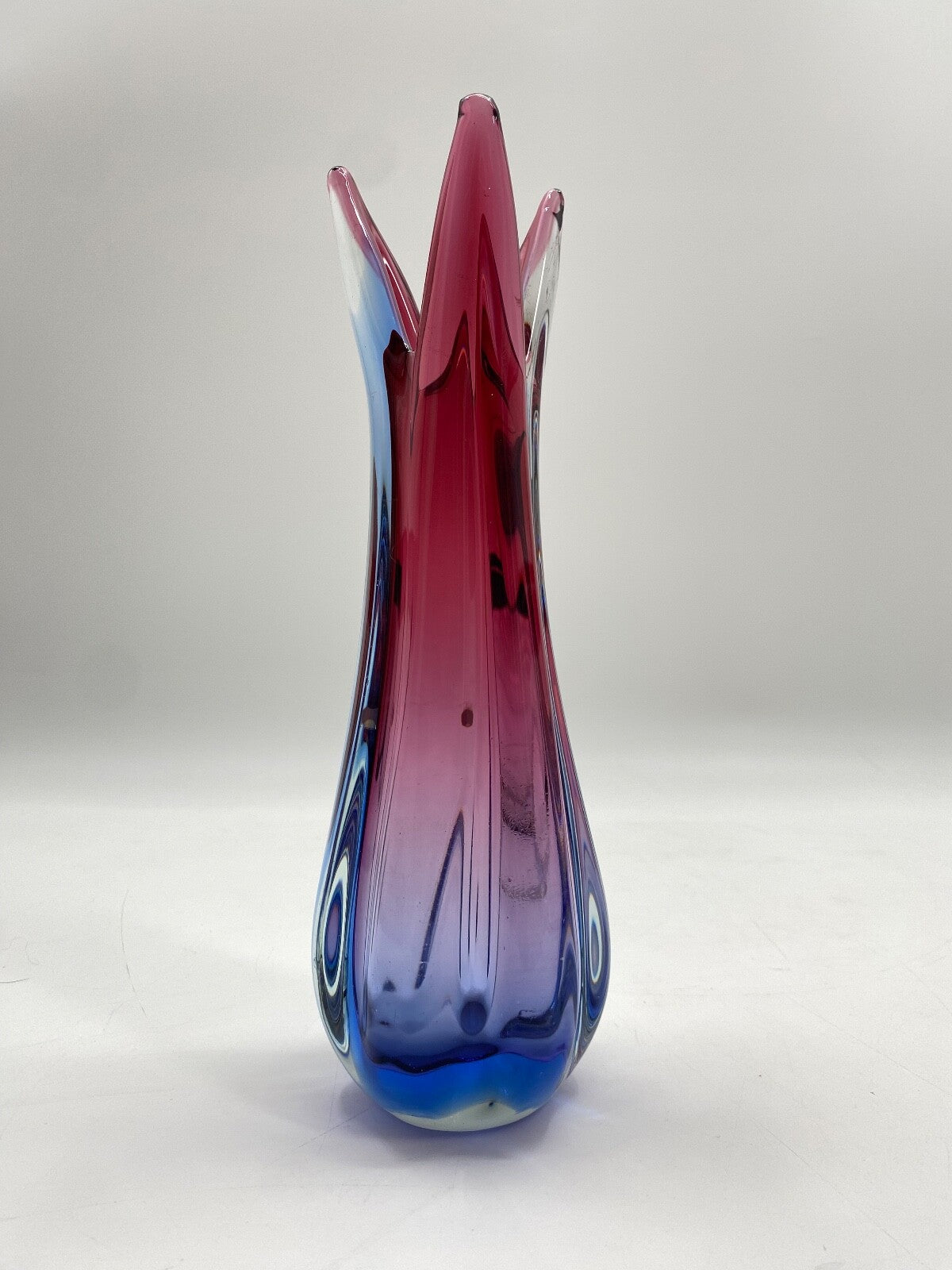 * MURANO GLAS VASE ITALIEN MID CENTURY SOMMERSO LILA ROSA MAGENTA