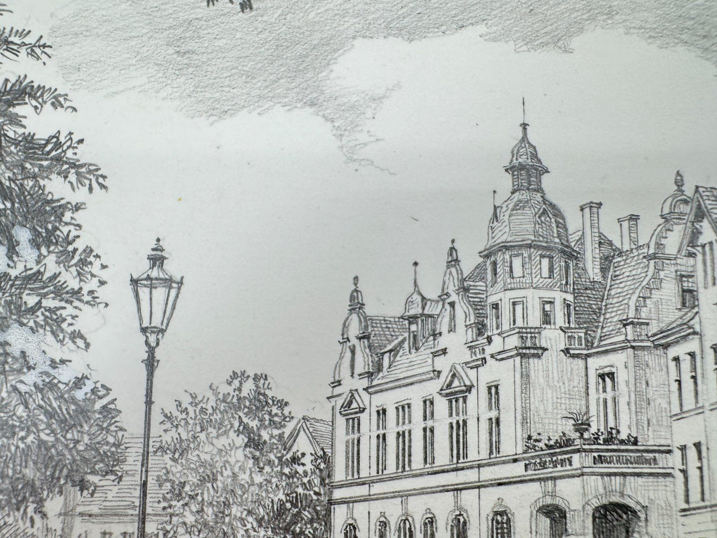 * HEINZ WEHLISCH ZEICHNUNG UELZEN VEERßER STR 1910 ANSICHT SIGNIERT