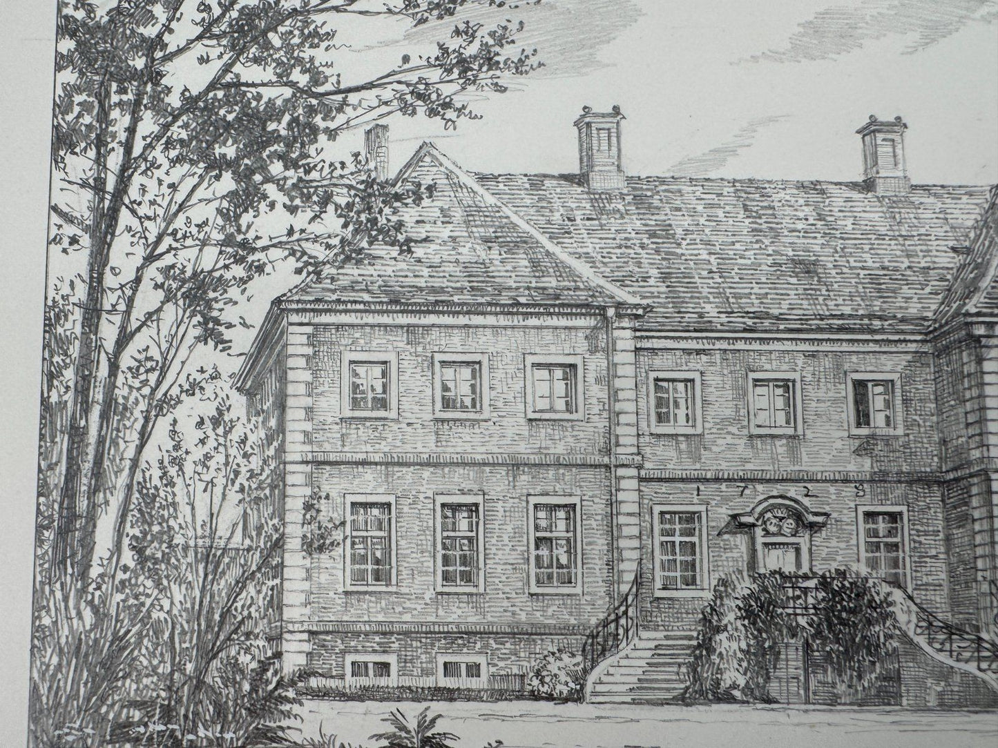 * HEINZ WEHLISCH ZEICHNUNG HAUS ALTENKAMP ASCHENDORF ANSICHT SIGNIERT