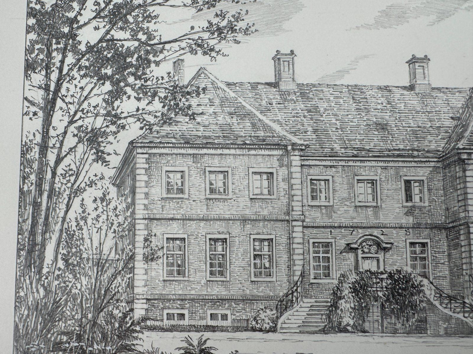 * HEINZ WEHLISCH ZEICHNUNG HAUS ALTENKAMP ASCHENDORF ANSICHT SIGNIERT