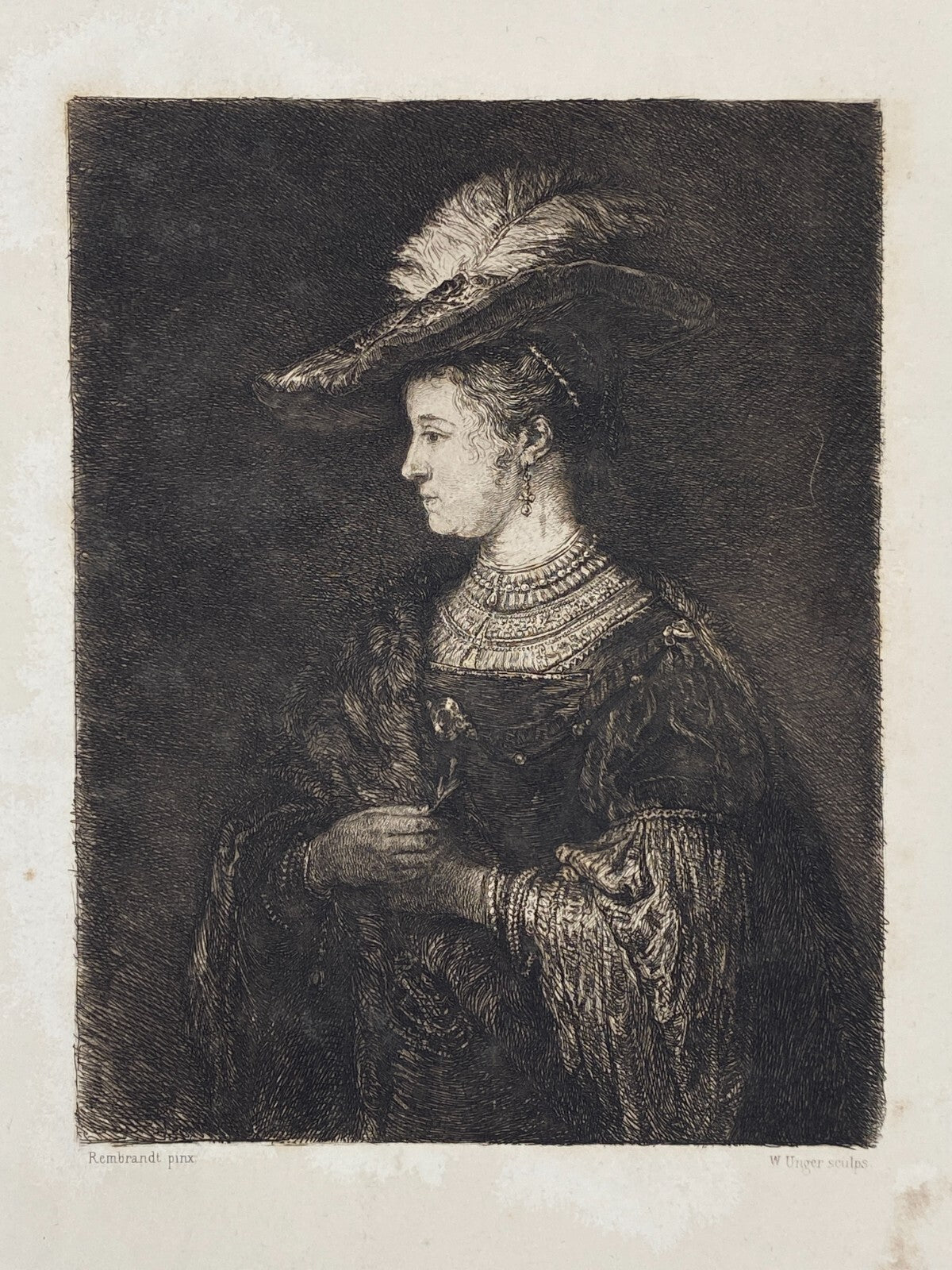 * 6x RADIERUNG WILLIAM UNGER NACH REMBRANDT DRUCKGRAFIK ANTIK 19. JH KONVOLUT