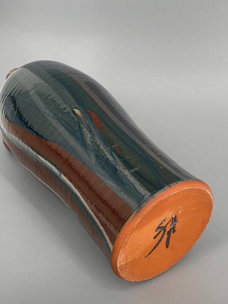 * VASE STUDIOKERAMIK KRUG KARAFFE KERAMIK HENKELVASE SIGNIERT SH MID CENTURY