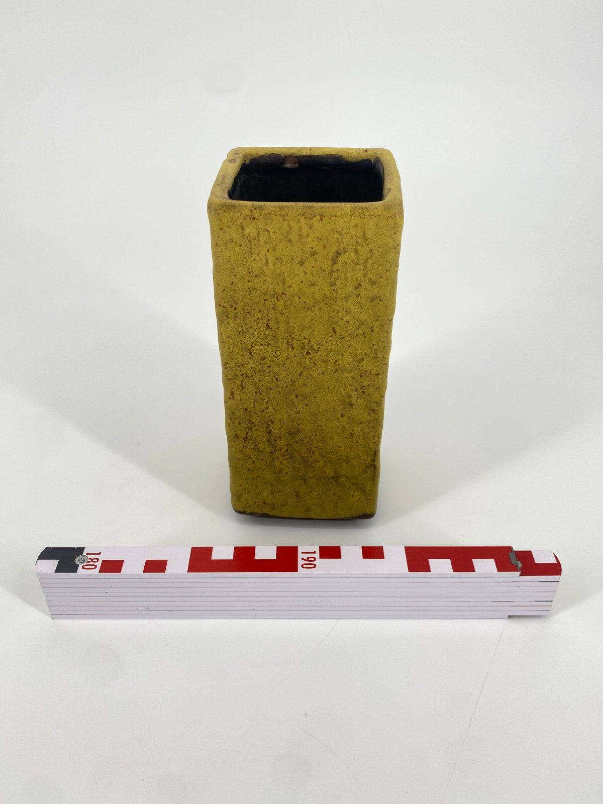* VASE KERAMIK RECHTECKIG FAT LAVA GELB VINTAGE 70ER WEST GERMANY