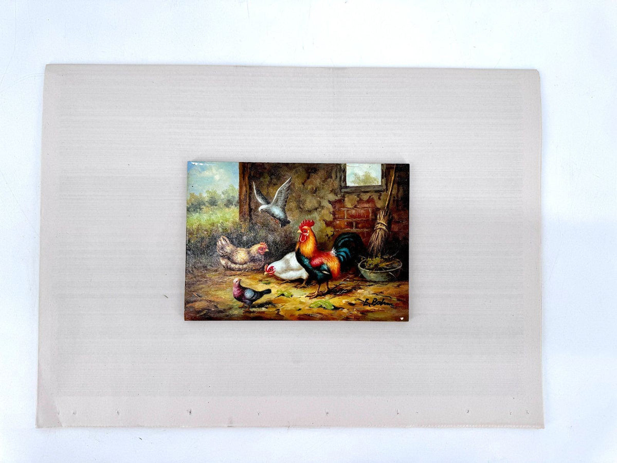 ÖLGEMÄLDE WANDBILD BILD HOLZ EDUARD BOEHM HÜHNERSTALL 19. JH