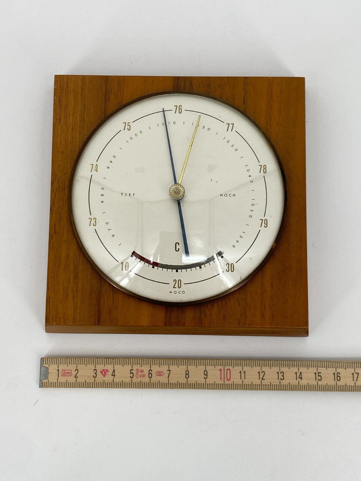 * WETTERSTATION MOCO BAROMETER THERMOMETER HOLZ VINTAGE