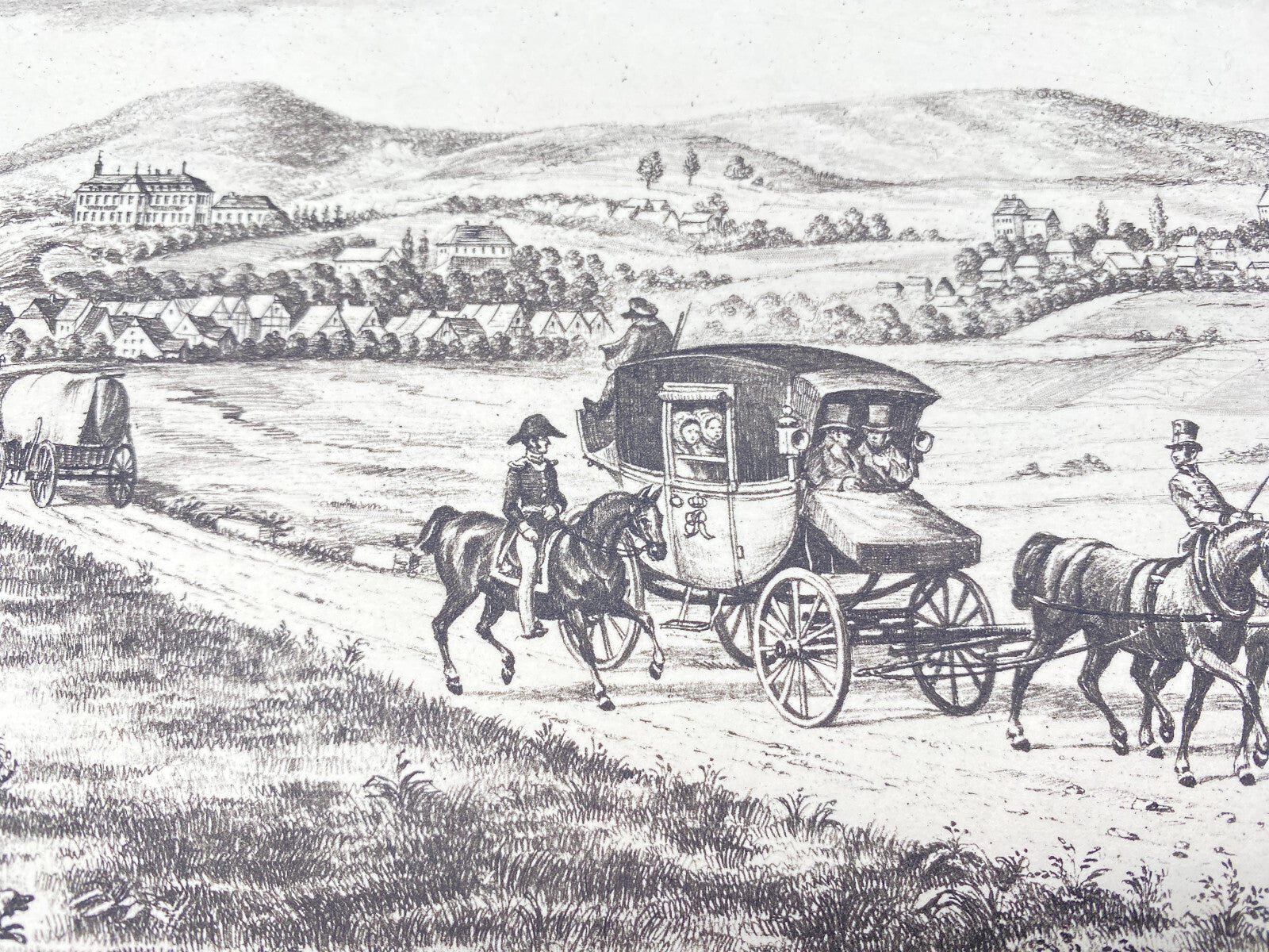DEUTSCHER KÜNSTLER HEINZ WEHLISCH RADIERUNG LIEBENBURG UM 1840 HANDSIGNIERT