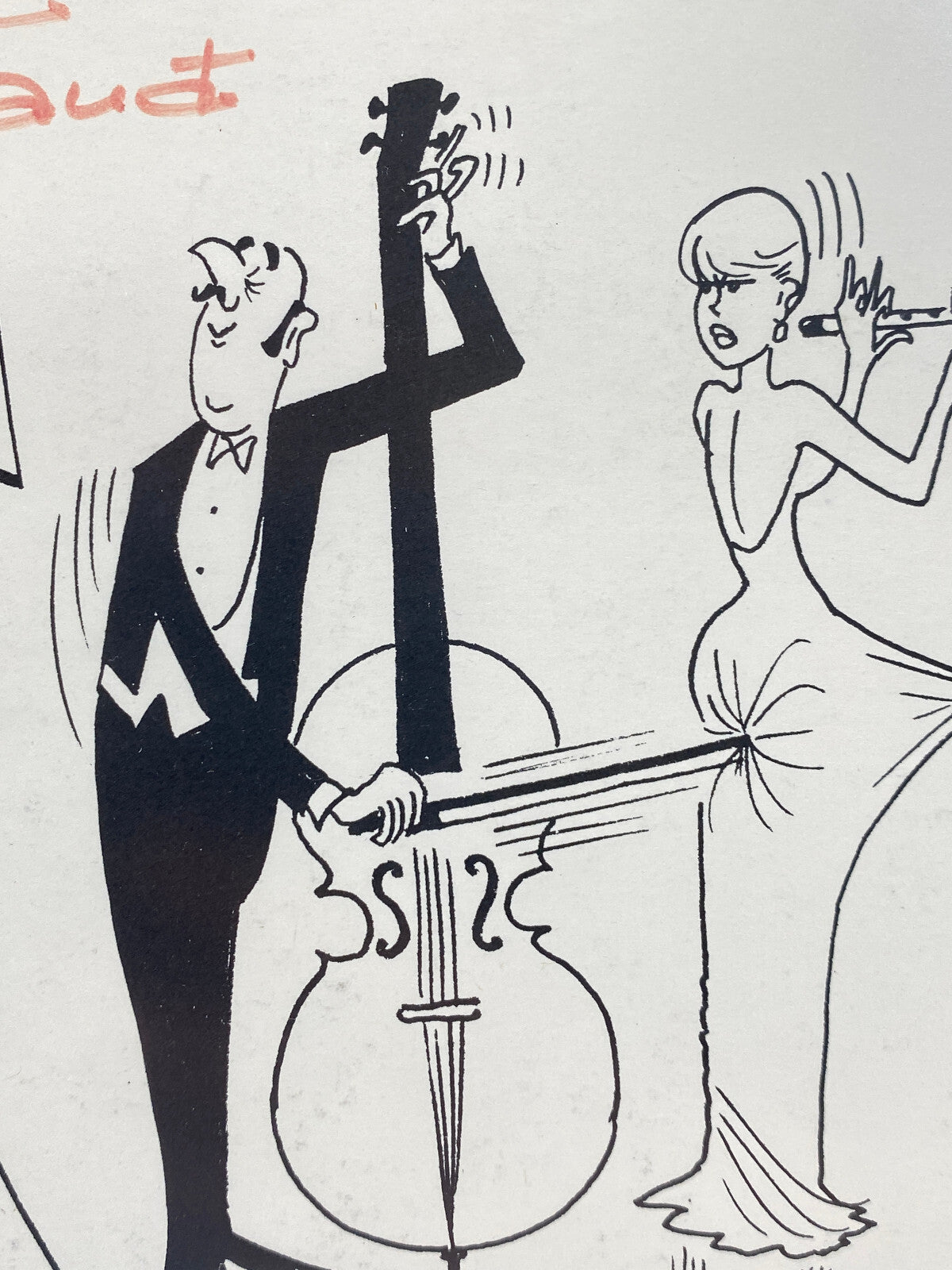 * CLAUDE RAYNAUD KARIKATUR DRUCK KUNSTDRUCK SIGNIERT MUSIK SZENE