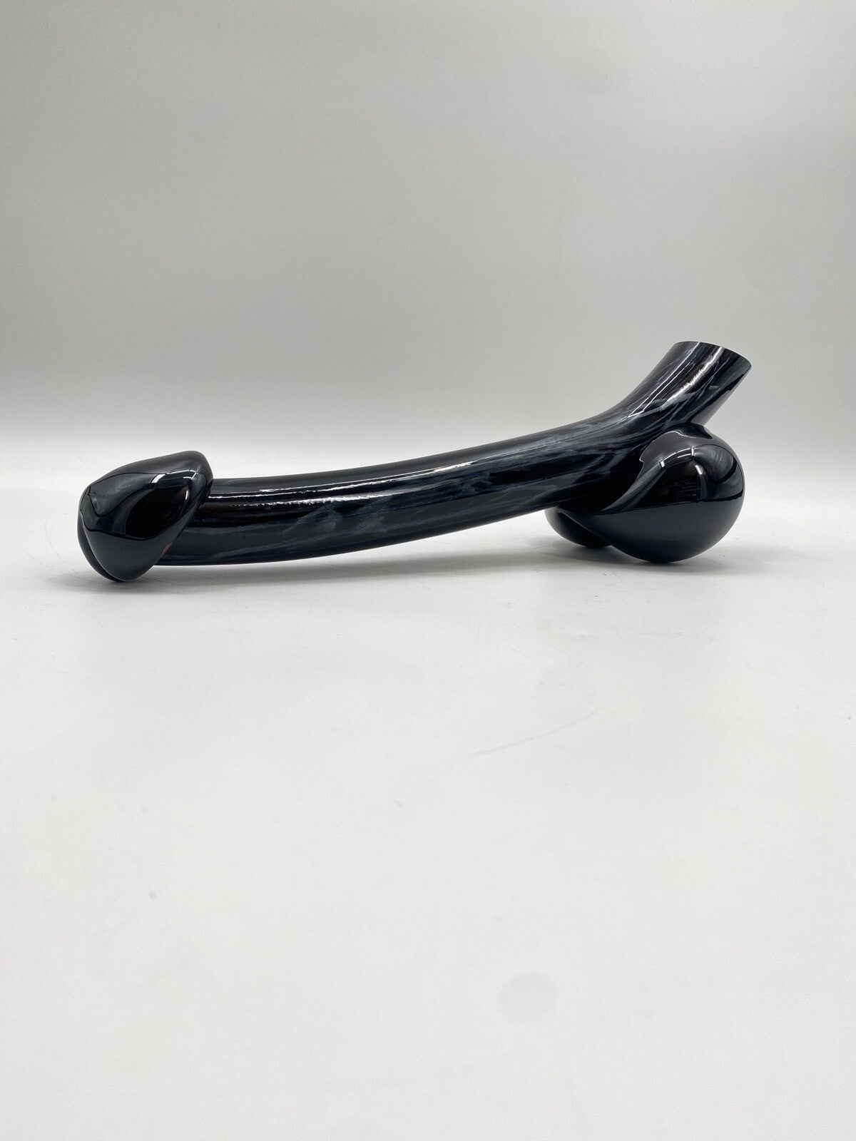 * GLAS VASE LIEGEND PHALLUS PENIS MARMORIERT HANDARBEIT MUNDGEBLASEN VINTAGE