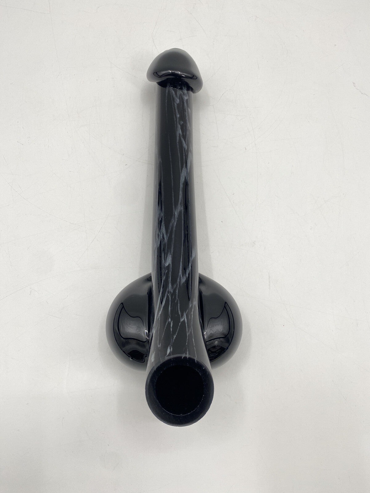 * GLAS VASE LIEGEND PHALLUS PENIS MARMORIERT HANDARBEIT MUNDGEBLASEN VINTAGE
