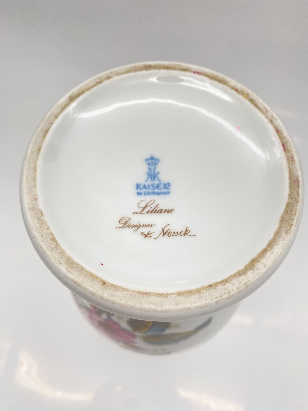 AK KAISER PORZELLAN VASE LILIANE BLUMENDEKOR K NOSSEK HÖHE 34 CM 70ER VINTAGE