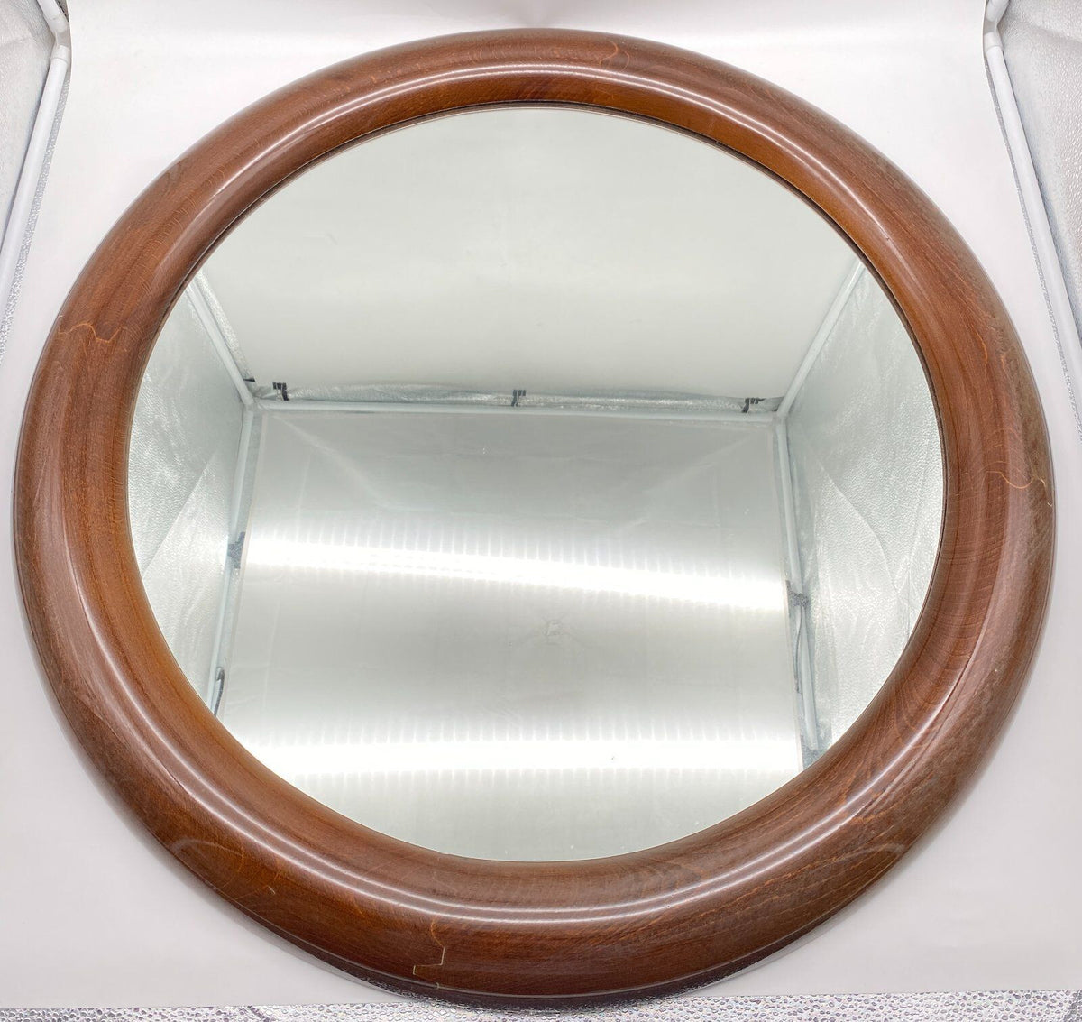 MIDCENTURY WANDSPIEGEL SPIEGEL RUND DANISH DESIGN MAHAGONI HOLZ 60ER VINTAGE