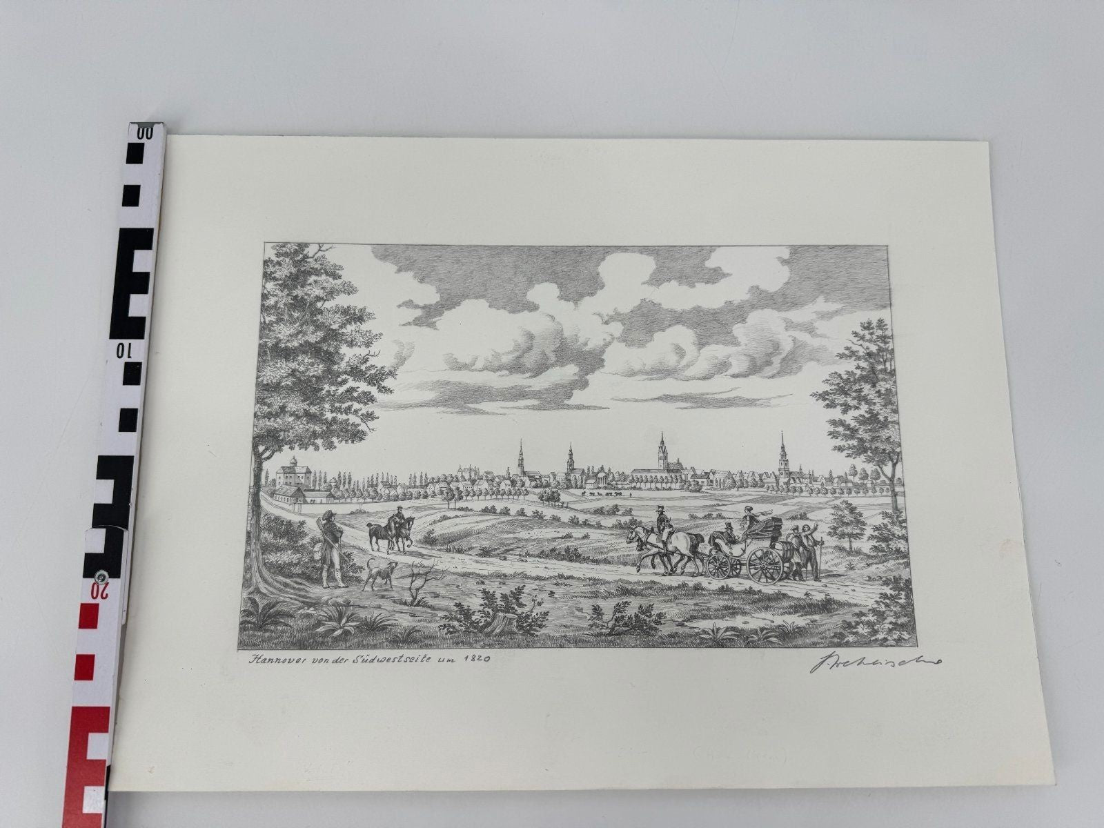 * HEINZ WEHLISCH ZEICHNUNG HANNOVER VON DER SÜDWESTSEITE 1820 ANSICHT