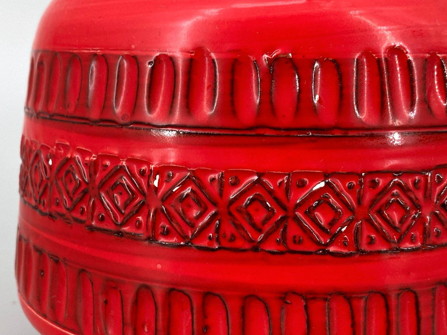 * VASE ITALY POTTERY BITOSSI LONDI ROT GEOMETRIE VINTAGE 60er