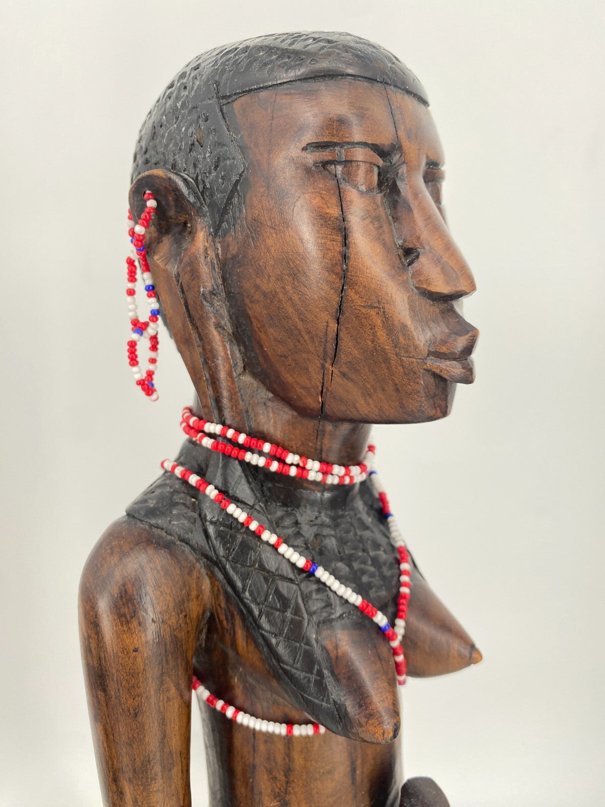 * 2 STK HOLZ FIGUREN MASSAI KENIA AFRIKA MANN FRAU STATUETTE SKULPTUR VINTAGE