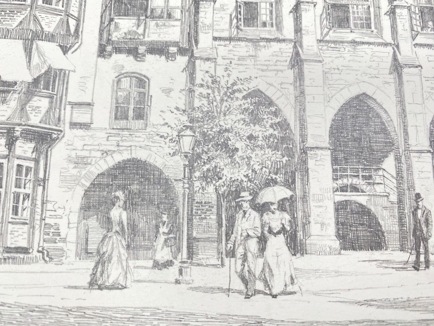 HEINZ WEHLISCH ZEICHNUNG ANSICHT HILDESHEIM 1885 HANDSIGNIERT