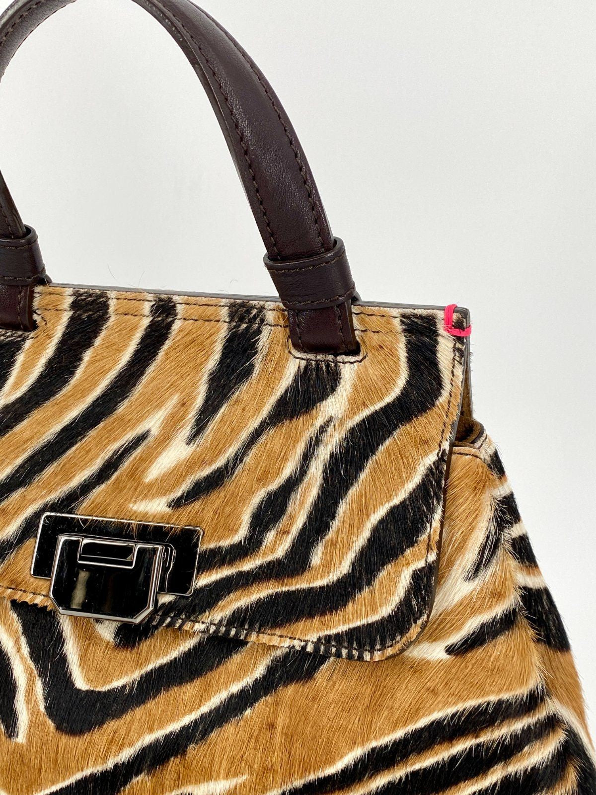 * ROSAMARO HANDGEMACHTE HANDTASCHE ITALIEN LEDER ZEBRA PRINT