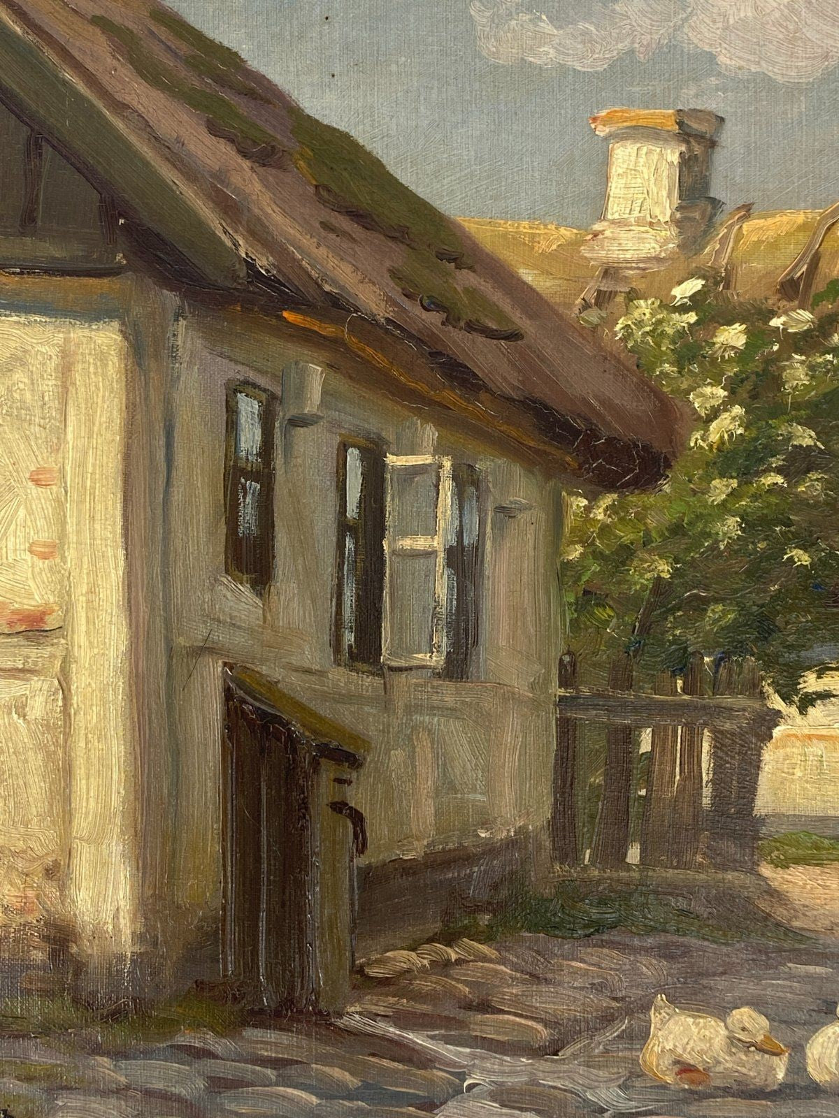 *ÖLGEMÄLDE EDMUND FISCHER BAUERNHOF HOFANSICHT DÖRFLICHES IDYLL