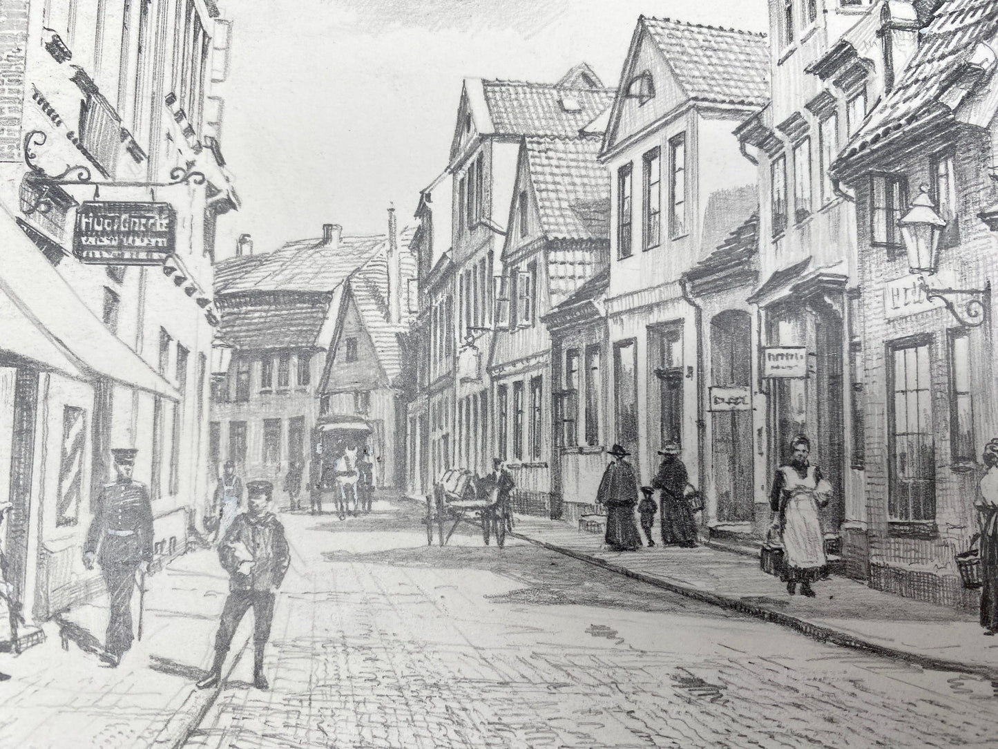 DEUTSCHER KÜNSTLER HEINZ WEHLISCH ZEICHNUNG ITZEHOE FELDSCHMIEDE 1906 SIGNIERT
