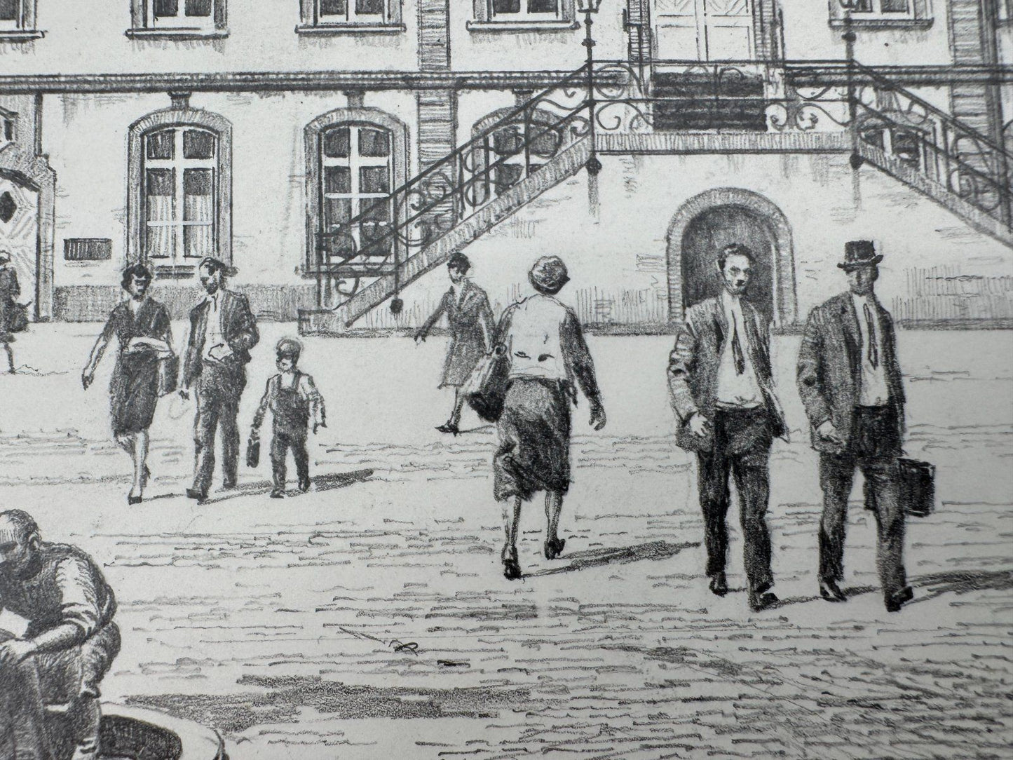 * HEINZ WEHLISCH ZEICHNUNG LIPPSTADT DER BÜRGERBRUNNEN ANSICHT SIGNIERT