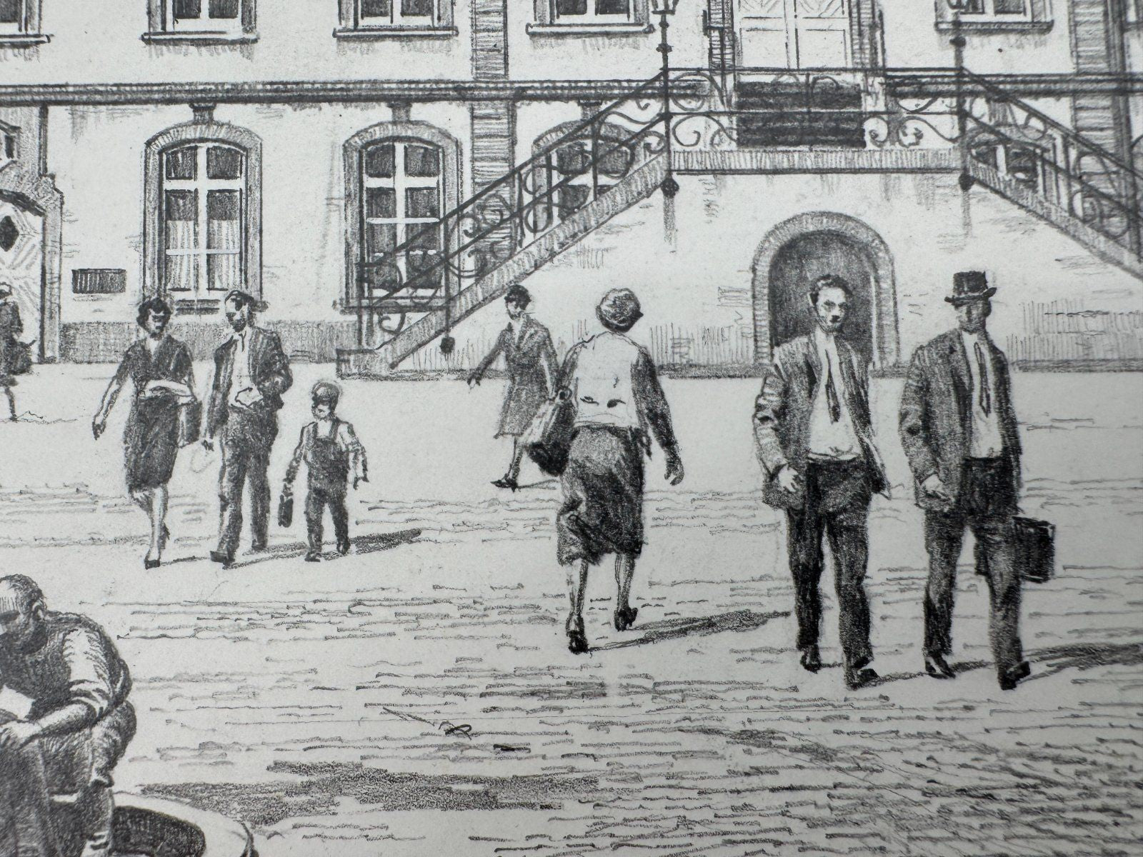 * HEINZ WEHLISCH ZEICHNUNG LIPPSTADT DER BÜRGERBRUNNEN ANSICHT SIGNIERT