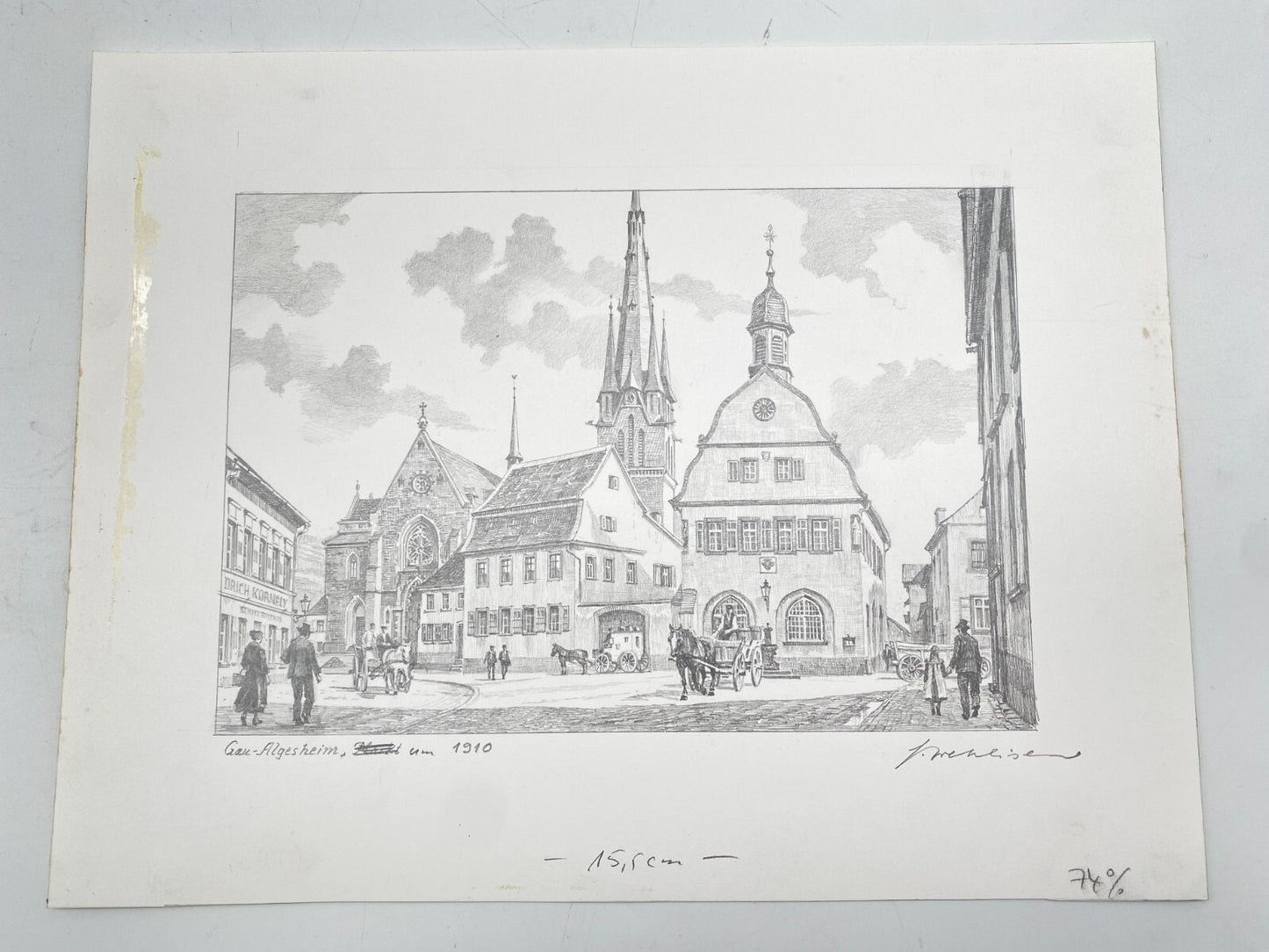 DEUTSCHER KÜNSTLER HEINZ WEHLISCH ZEICHNUNG GAU ALGESHEIM 1910 HANDSIGNIERT