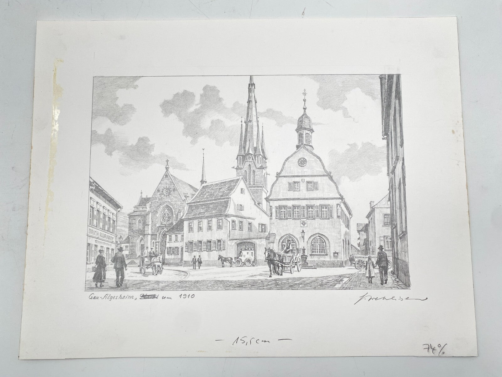 DEUTSCHER KÜNSTLER HEINZ WEHLISCH ZEICHNUNG GAU ALGESHEIM 1910 HANDSIGNIERT