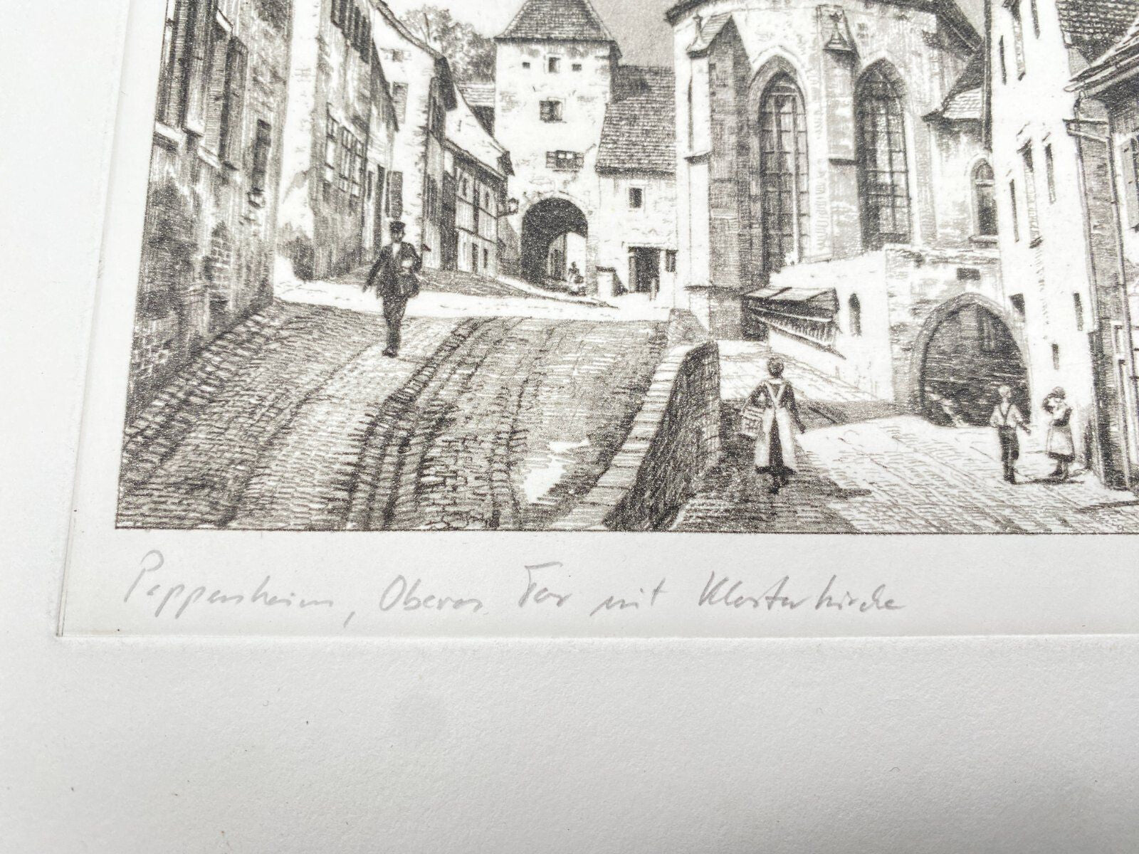 HEINZ WEHLISCH RADIERUNG PAPPENHEIM OBERES TOR MIT KLOSTERKIRCHE