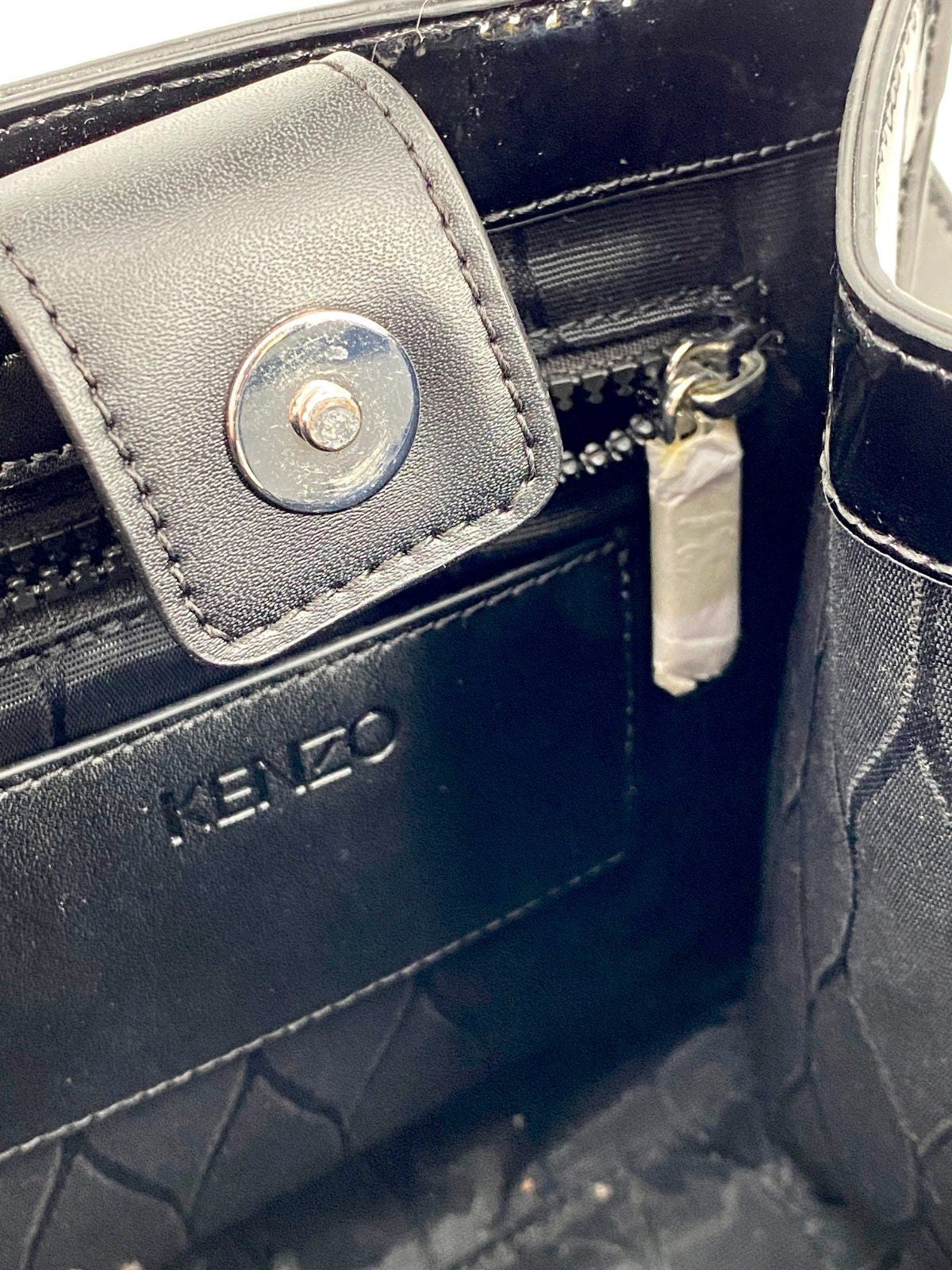 * KENZO PARIS HANDTASCHE UMHÄNGETASCHE TIGER LACKLEDER SCHWARZ