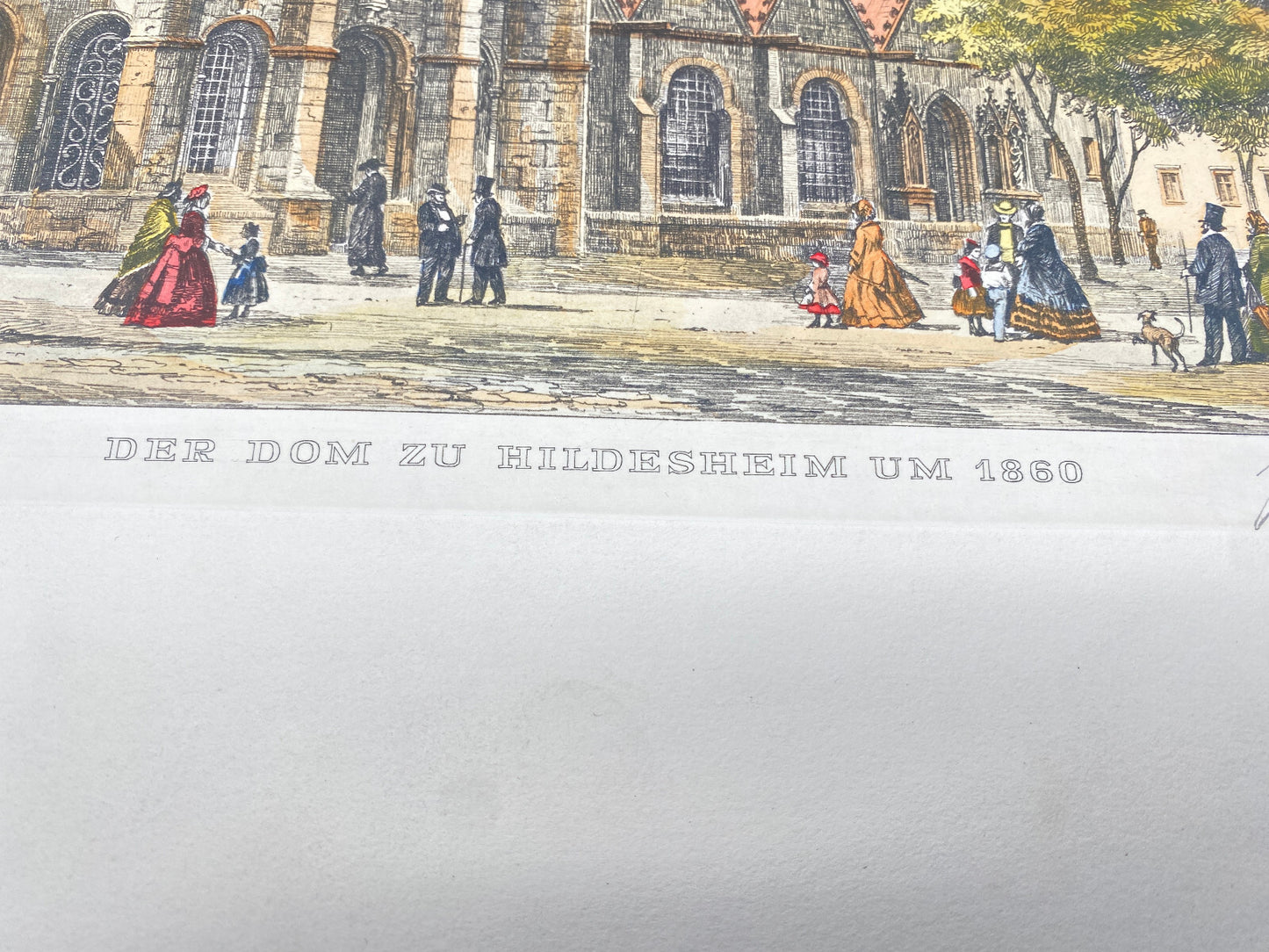HEINZ WEHLISCH DEUTSCHER KÜNSTLER RADIERUNG DOMZU HILDESHEIM 1860 KOLORIERT