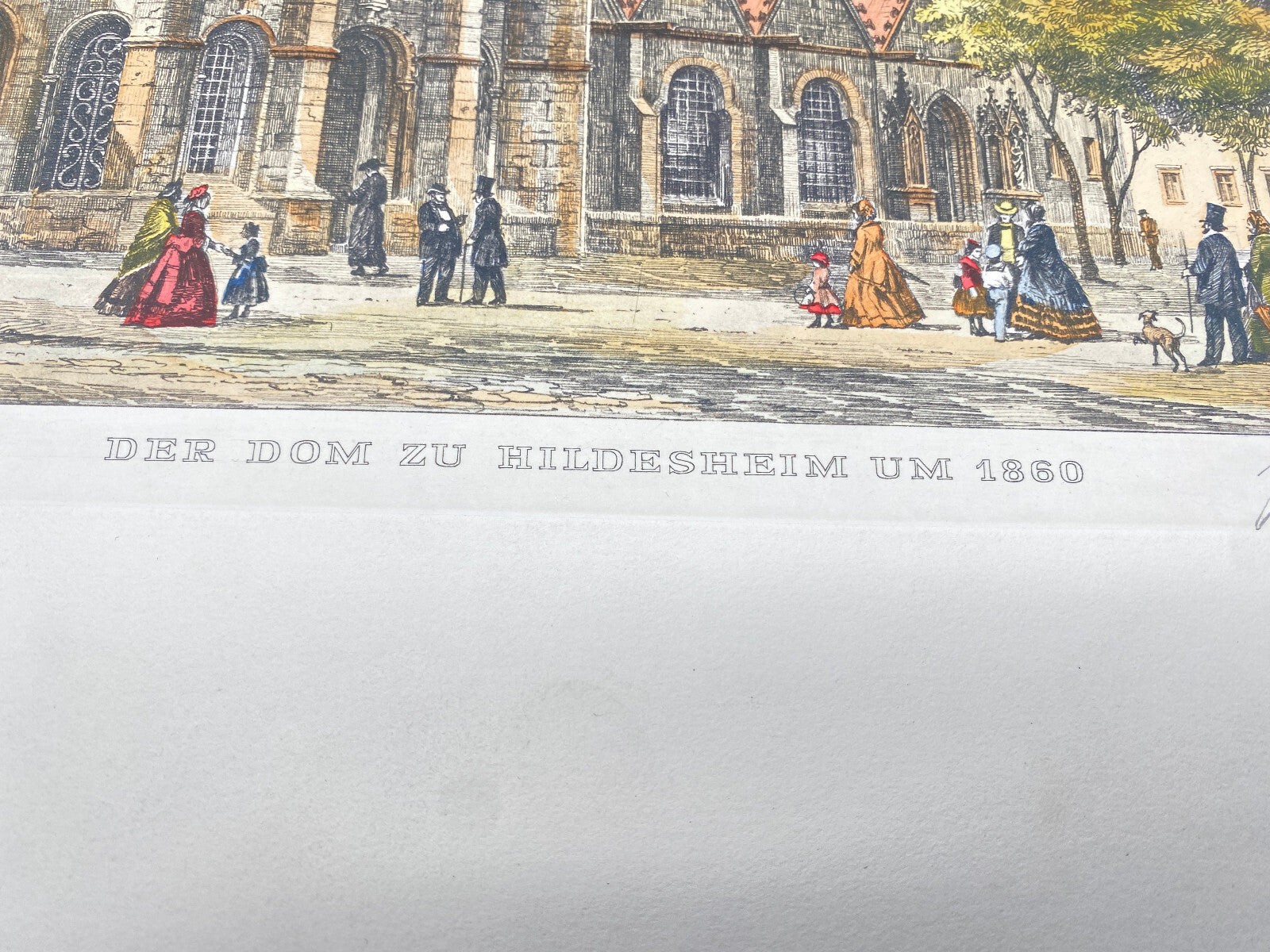 HEINZ WEHLISCH DEUTSCHER KÜNSTLER RADIERUNG DOMZU HILDESHEIM 1860 KOLORIERT