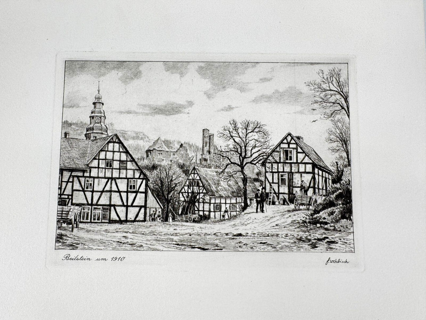 * HEINZ WEHLISCH ORIGINAL RADIERUNG HAUPTSRAßE IN OFFENBURG UM 1900 ANSICHT