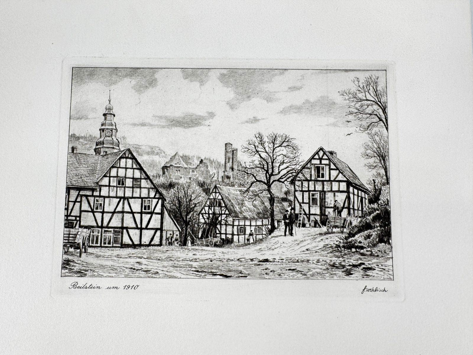 * HEINZ WEHLISCH ORIGINAL RADIERUNG HAUPTSRAßE IN OFFENBURG UM 1900 ANSICHT
