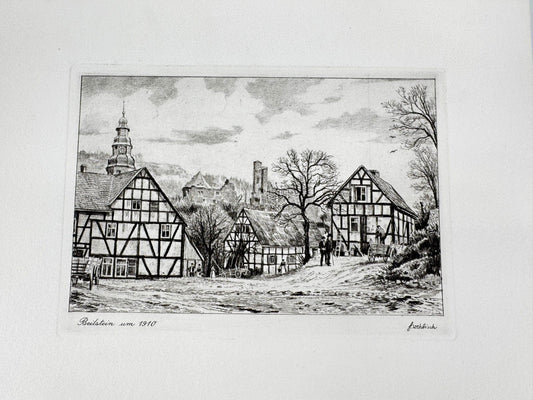 * HEINZ WEHLISCH ORIGINAL RADIERUNG HAUPTSRAßE IN OFFENBURG UM 1900 ANSICHT